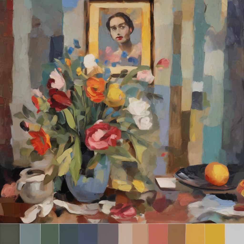 Ζωγραφική με λουλούδια και καθρέφτη, εσωτερική τέχνη και φιλοτέχνηση, εμπειρία ερμηνείας.